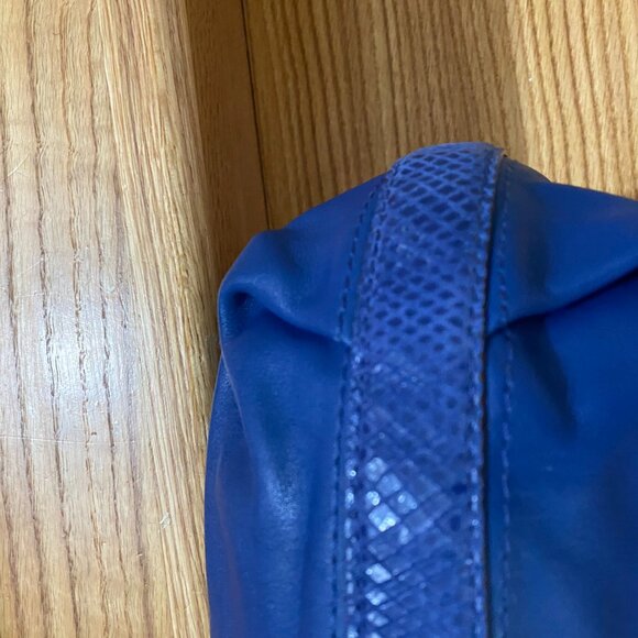 Coach Penelope Large Blue Leather With Blue Snakeskin Trim Shoulder Bag - Picture 14 of 16